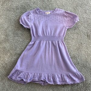 Purple knit dress short sleeve for girls 6/7